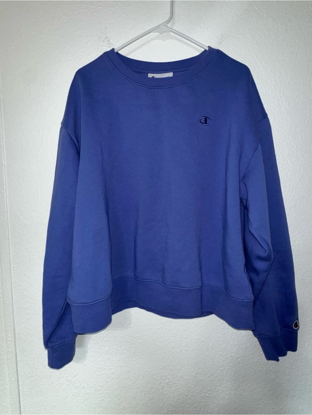 Champion Unisex Blue Fleece Crew Neck Pullover Sweatshirt XL RY856